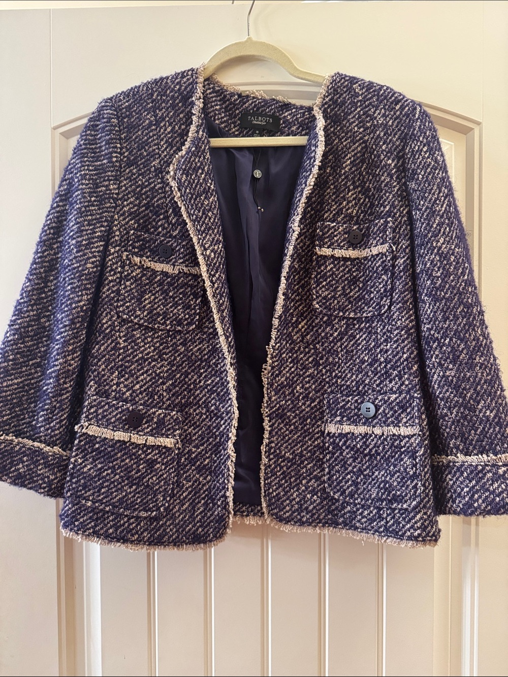 Talbots Purple and Cream Tweed Blazer size 16